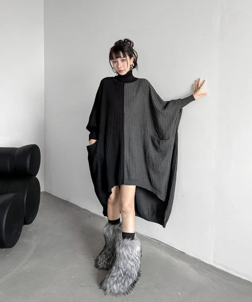 Two-tone Turtleneck Dress